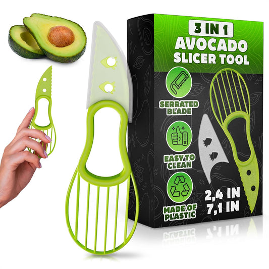 Avocado Slicer Tool 3 in 1, Peeler and Pit Remover, Durable Plastic