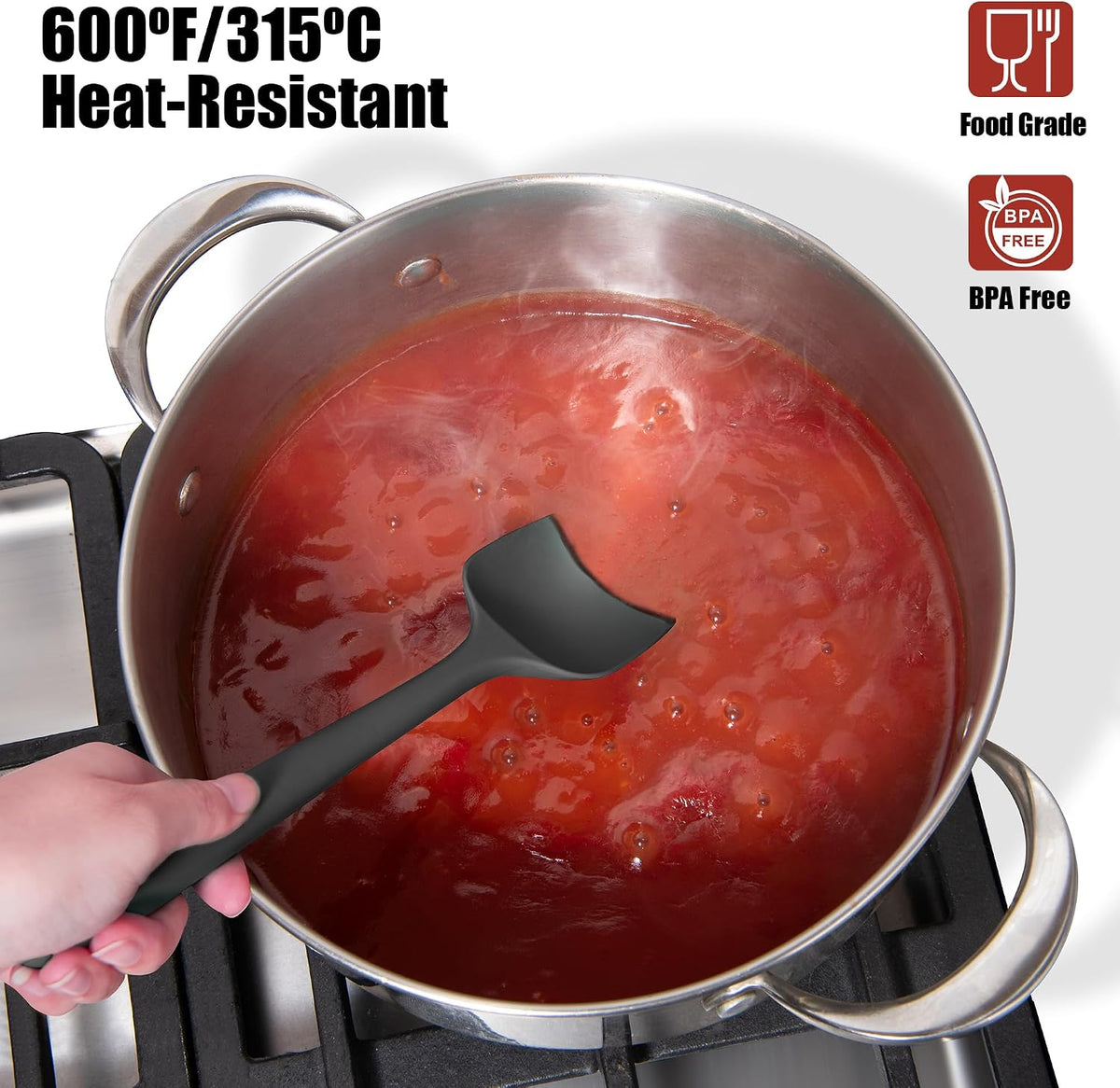 Doosu 600°F Heat Resistant Silicone Spatula Scrapers (Set of 4, Multi-3)