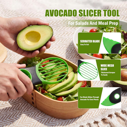 Egg Slicers, Avocado 3 Piece Set with Avocado Container, Includes Avocado Slicer and Avocado Cutter Tool, Dishwasher Safe for Slicing, Dicing and Keeping Avocados Fresh