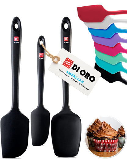 DI ORO Silicone Spatula Set - 600F Heat Resistant, 3-Pc Red