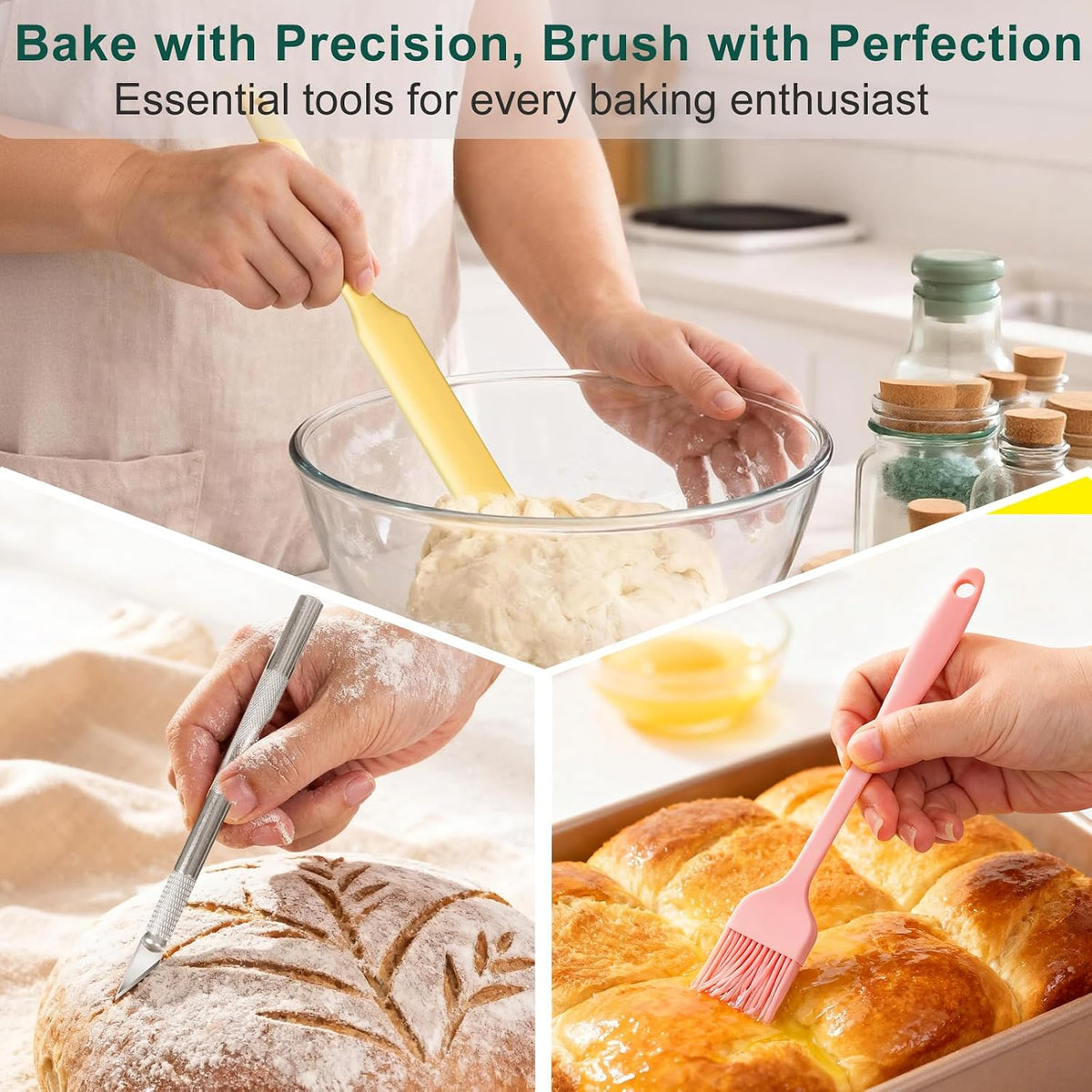 6 PCS Silicone Spurtle Spatula Set for sourdough starter Baking Cooking