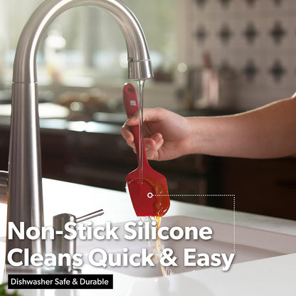 DI ORO Silicone Spatula Set - 600F Heat Resistant, 3-Pc Red