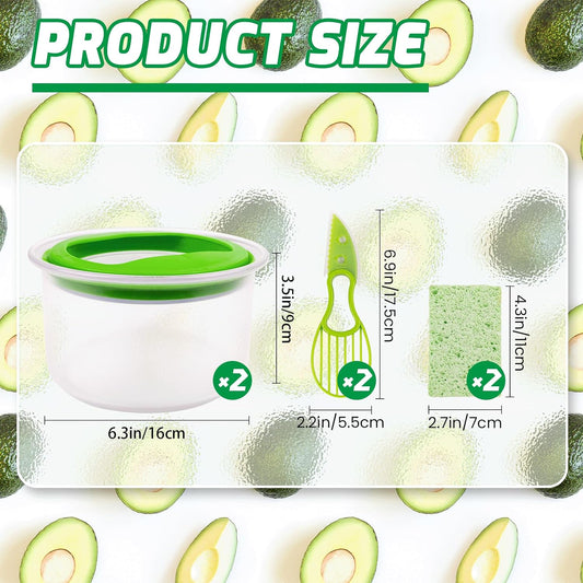 WodGod Guacamole Keeper(2 Pcs), Guacamole Bowls, Avocado Keeper Fresh Guacamole Plastic Kitchen Storage Container with Air Tight Lid, 3-in-1 Avocado Slicer*2 and 2 Cleaning sponges