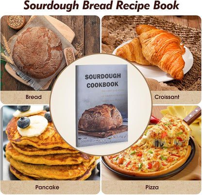 Sourdough Starter Kit, Sourdough Bread Baking Supplies, 35oz Sourdough Starter Jar, Silicone Banneton Bread Proofing Basket Set with 9" Round & 10" Oval,Artisan Bread Baking Tools,Silicone Bread Sling