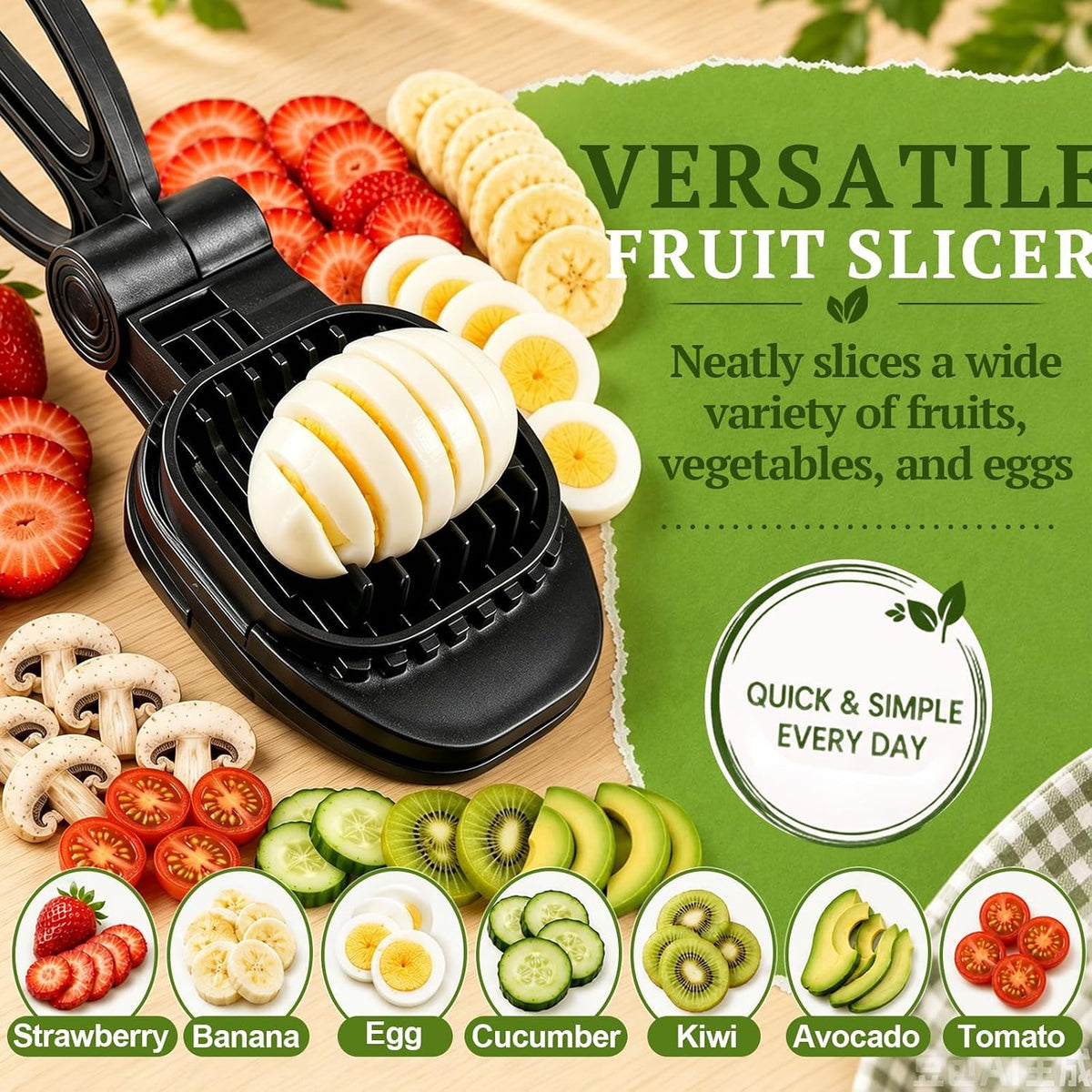NOVANO Fruit Slicer, Egg Slicer, Black