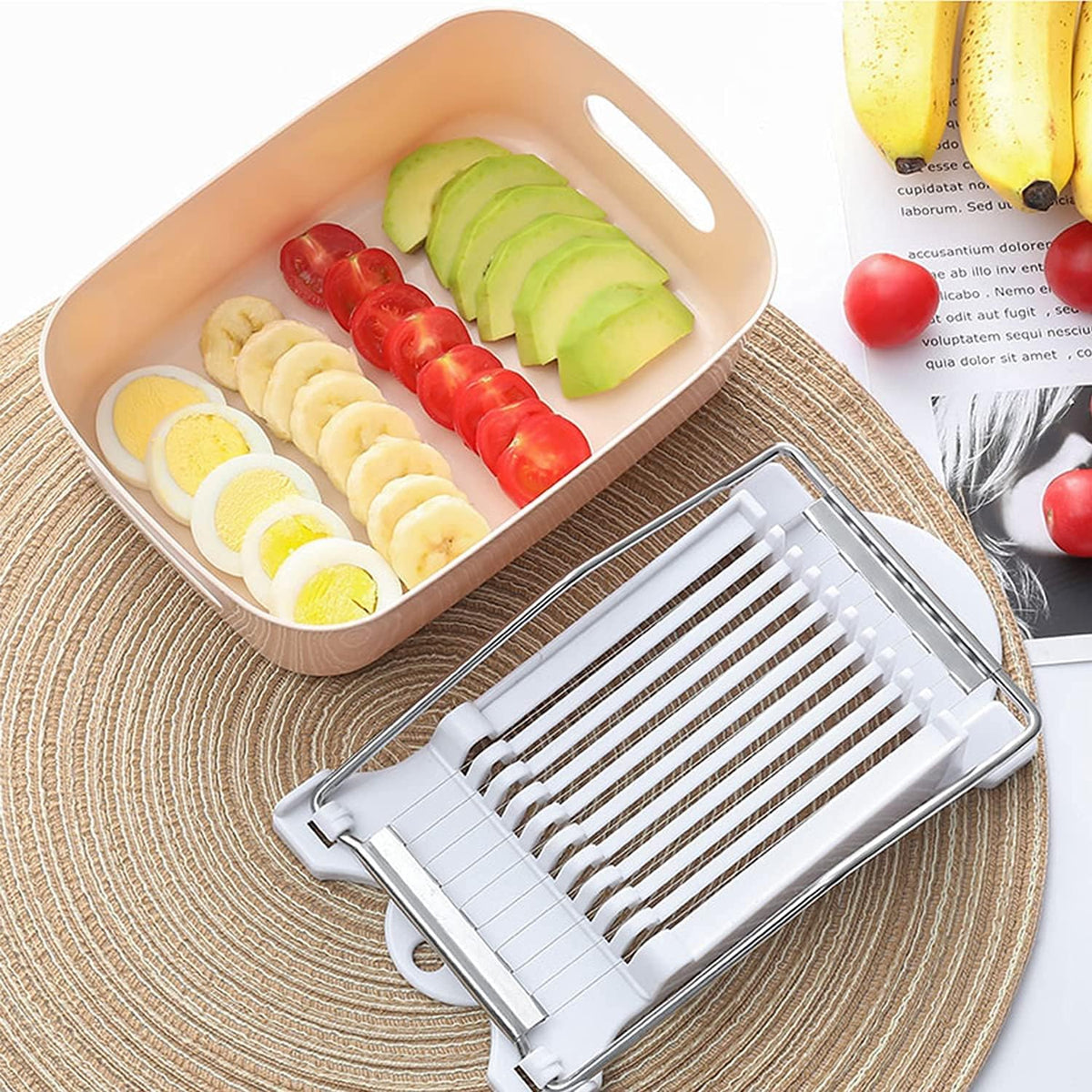 Luncheon Meat Slicer,Egg Cutter,Multi-Purpose Kitchen Tool for Bananas, Avocados, Soft Fruits,Vegetables Dishwasher Safe, Rust-Resistant Food Prep Accessories (Only Suits Soft Cheese,No Bony Foods)