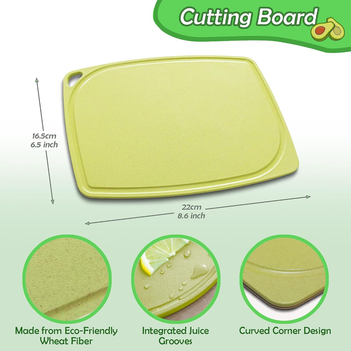 SABLUE Avocado 4-Piece Set: Multi-Function Slicer Tool, Saver, Wheat Straw Cutting Board & Sandwich Container, Dishwasher Safe, BPA-Free Storage for Slicing, Pitting, Fresh Keeping Meal Prep S0059