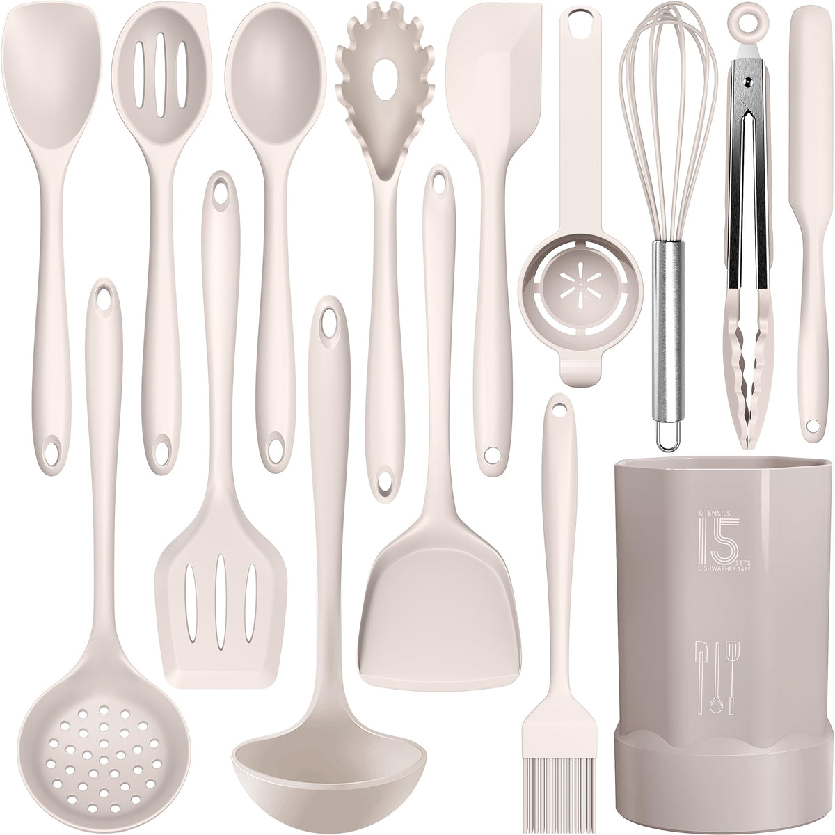 AOTHOD Silicone Cooking Utensils Set - 446°F Heat Resistant Silicone Kitchen Utensils,Spatula,Spoon, Kitchen Utensil Sets Gadgets Tools Set for Nonstick Cookware,Dishwasher Safe BPA FREE (Multicolor)