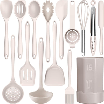 AOTHOD Silicone Cooking Utensils Set - 446°F Heat Resistant Silicone Kitchen Utensils,Spatula,Spoon, Kitchen Utensil Sets Gadgets Tools Set for Nonstick Cookware,Dishwasher Safe BPA FREE (Multicolor)