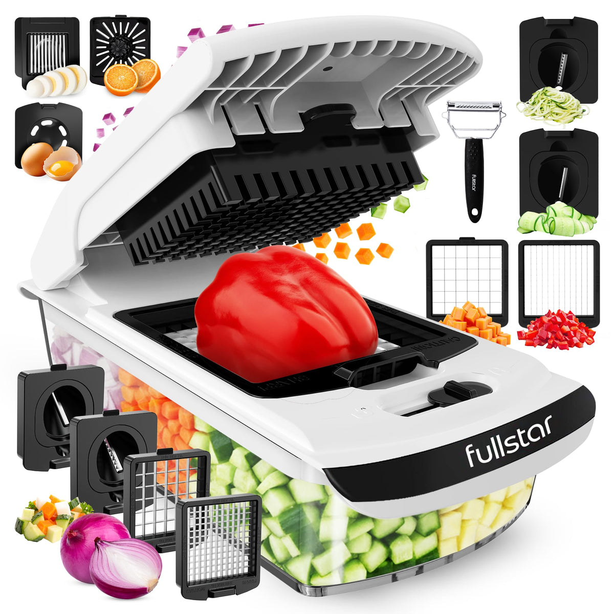 Fullstar Pro Original Vegetable Chopper & Spiralizer, All-in-1 Kitchen Tool