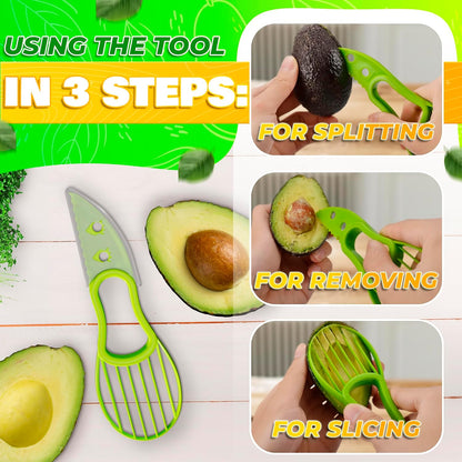 Avocado Slicer Tool 3 in 1, Peeler and Pit Remover, Durable Plastic