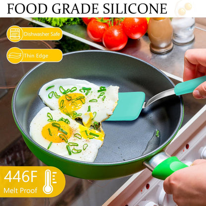2 Pcs Mini Silicone Cookie Brownie Spatula,Solid Flat,Green