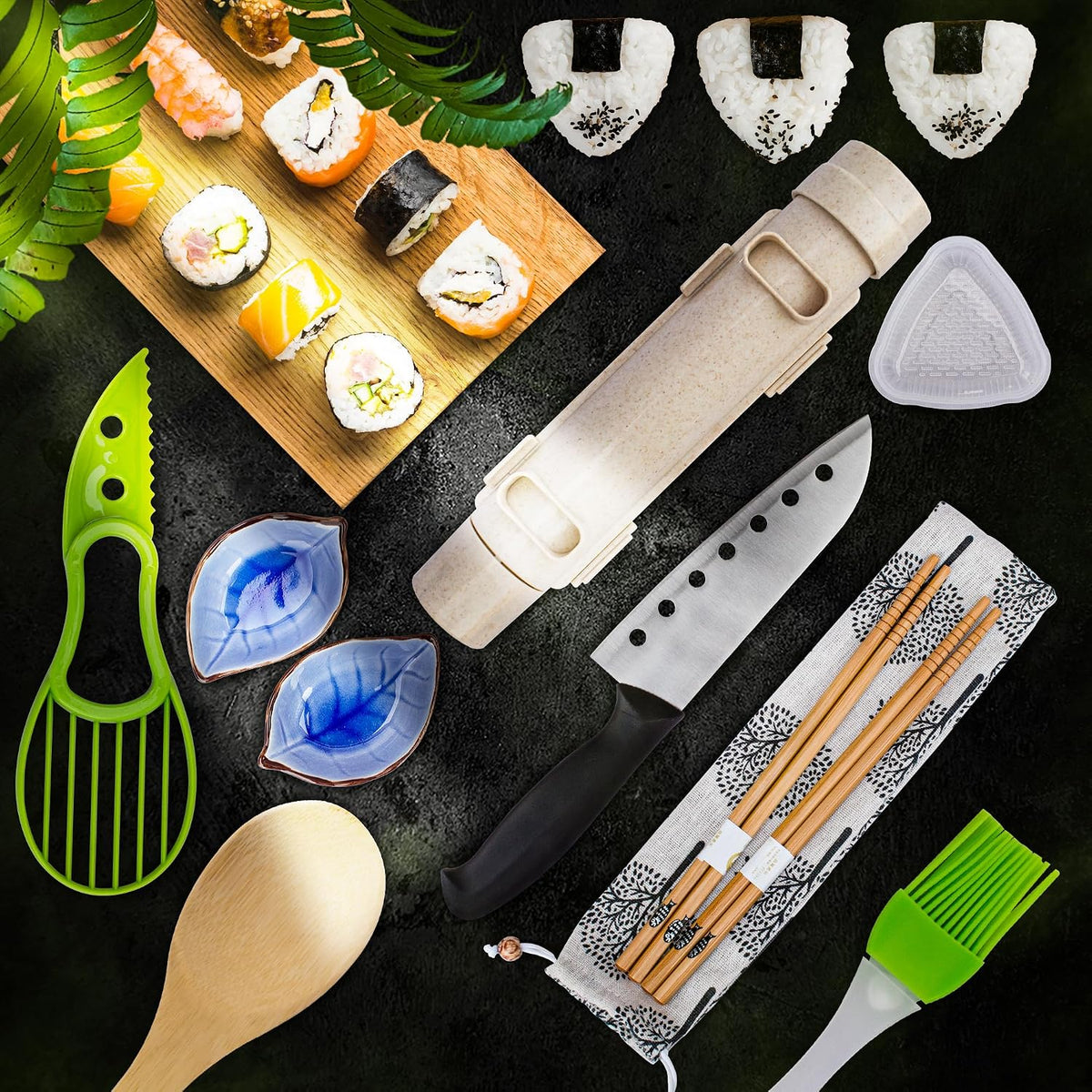 KitchenCrust Sushi Making Kit, 21 in 1 Sushi Bazooka Roller for Beginners