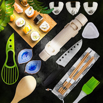 KitchenCrust Sushi Making Kit, 21 in 1 Sushi Bazooka Roller for Beginners