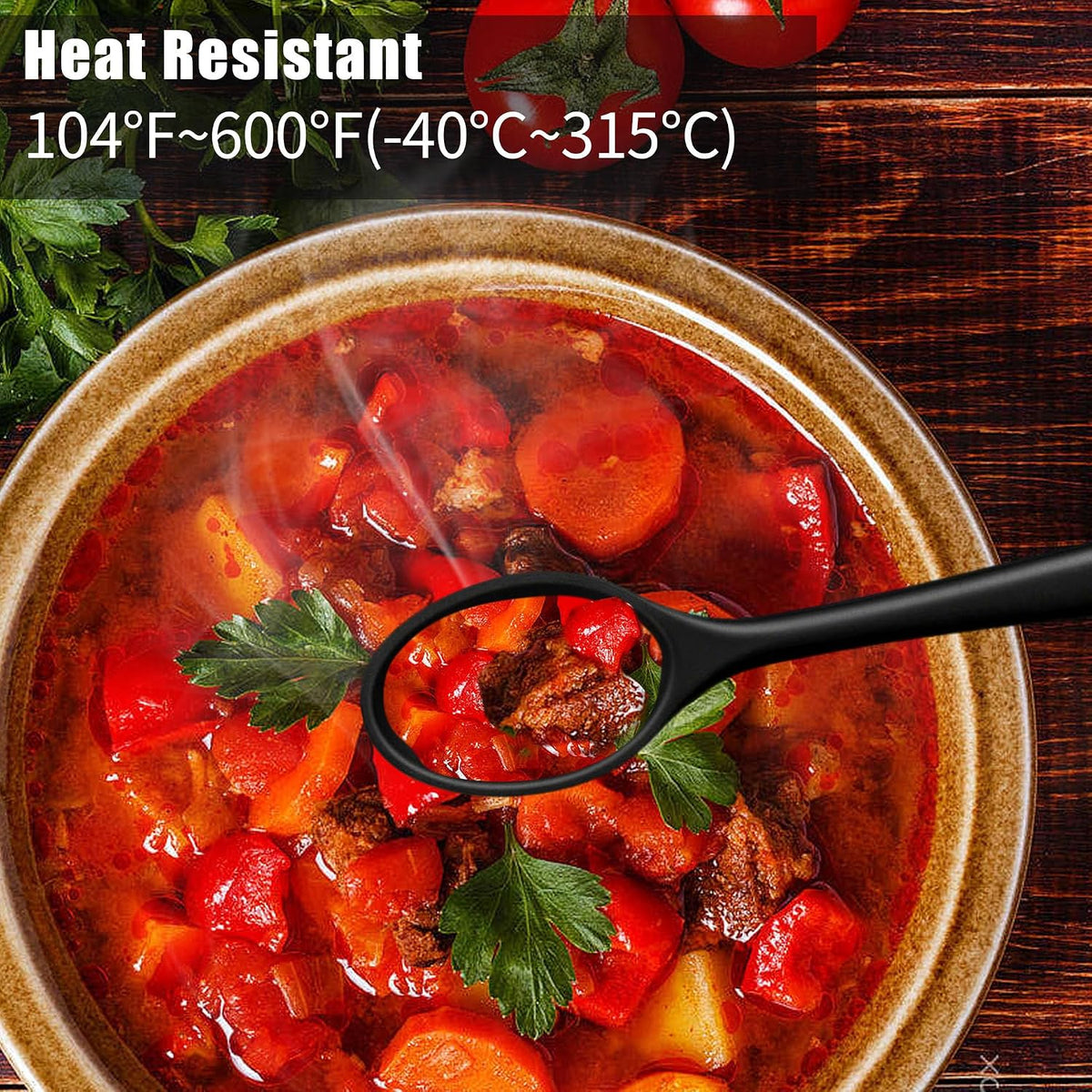 2 Pcs Silicone Spoons,Heat Resistant Mixing Spoons,10in