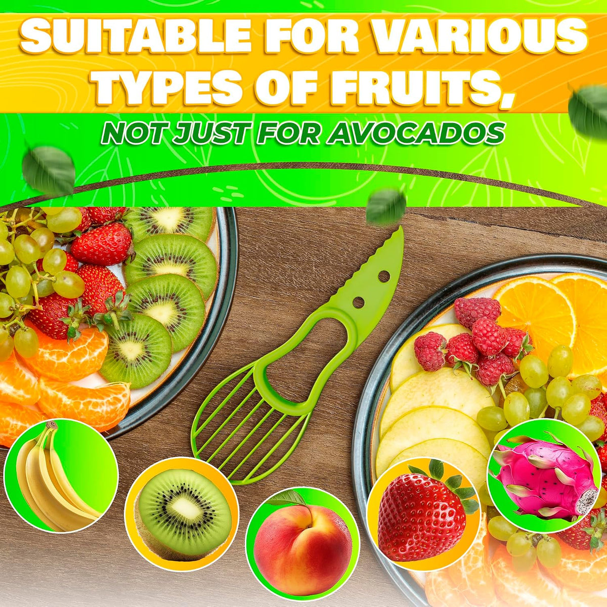 Avocado Slicer Tool 3 in 1, Peeler and Pit Remover, Durable Plastic
