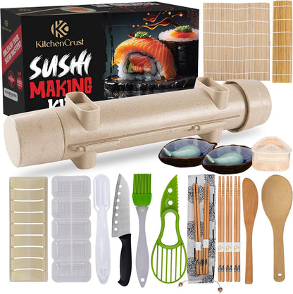 KitchenCrust Sushi Making Kit, 21 in 1 Sushi Bazooka Roller for Beginners