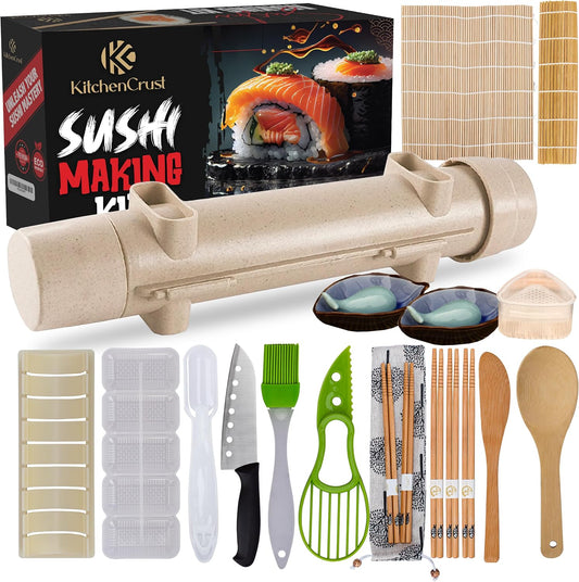 KitchenCrust Sushi Making Kit, 21 in 1 Sushi Bazooka Roller for Beginners