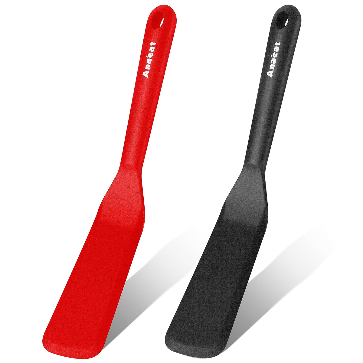 Anaeat 4 Piece Silicone Spatula Set - Seamless One-Pieces Design - Non Stick Rubber Spatulas Kitchen Scraper for Baking, Cooking, Scraping & Mixing, Heat Resistant & BPA Free & Dishwasher Safe (Black)